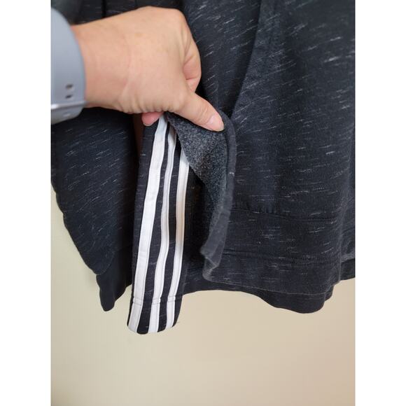 Adidas Pullover Fleece Hoodie Sweatshirt Women's Medium Black Kangaroo Pocket - Picture 2 of 6